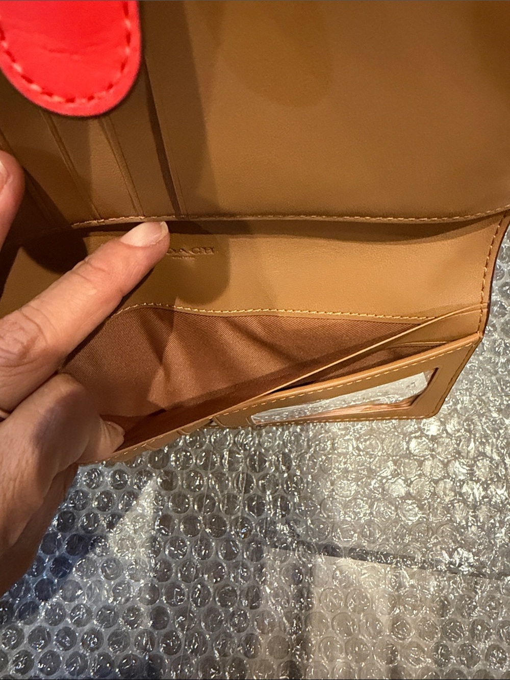 Coach orange Leather Zip Card Holder with Gold Logo - Picture 8 of 9
